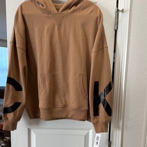 Calvin Klein Women's Tan Hoodie with Black Accents